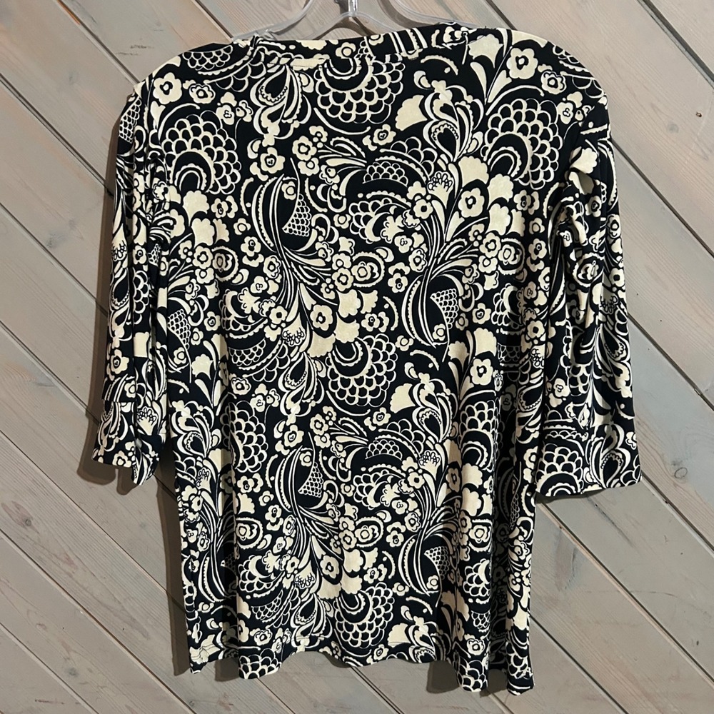 Tommy Hilfiger Women's Top Floral Button Detail 3/4 Sleeve‎ L